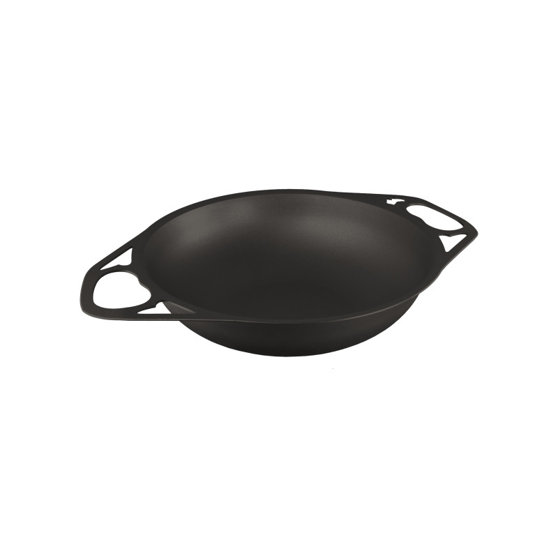 30cm Seasoned Wrought Iron Dual-Handle Wok by SOLIDTEKNICS