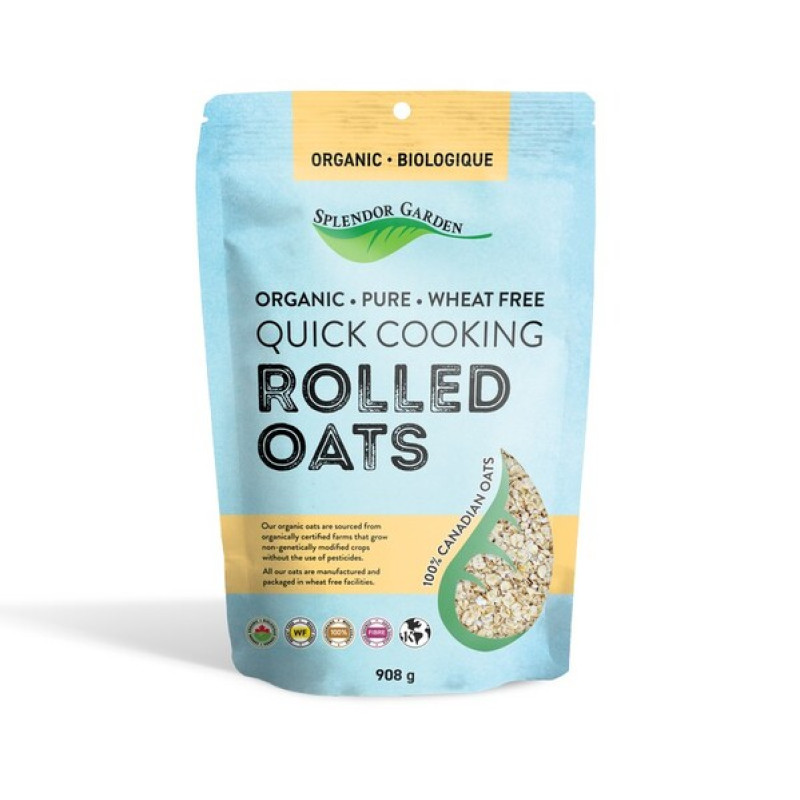 Organic Wheat Free Quick Rolled Oats 908g by SPLENDOR GARDEN