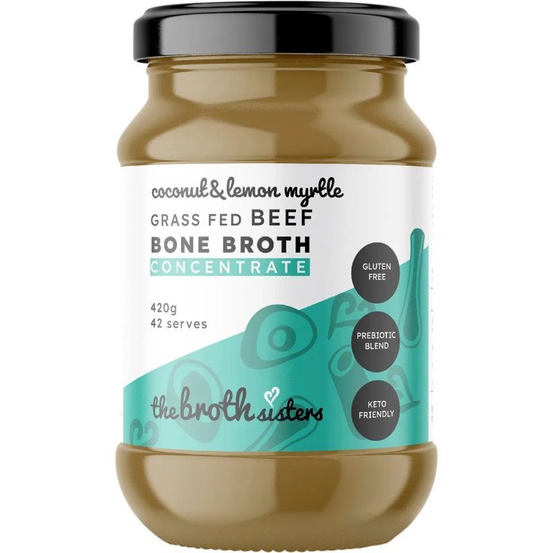 Grass Fed Beef Bone Broth Concentrate Coconut & Lemon Myrtle 420g by THE BROTH SISTERS