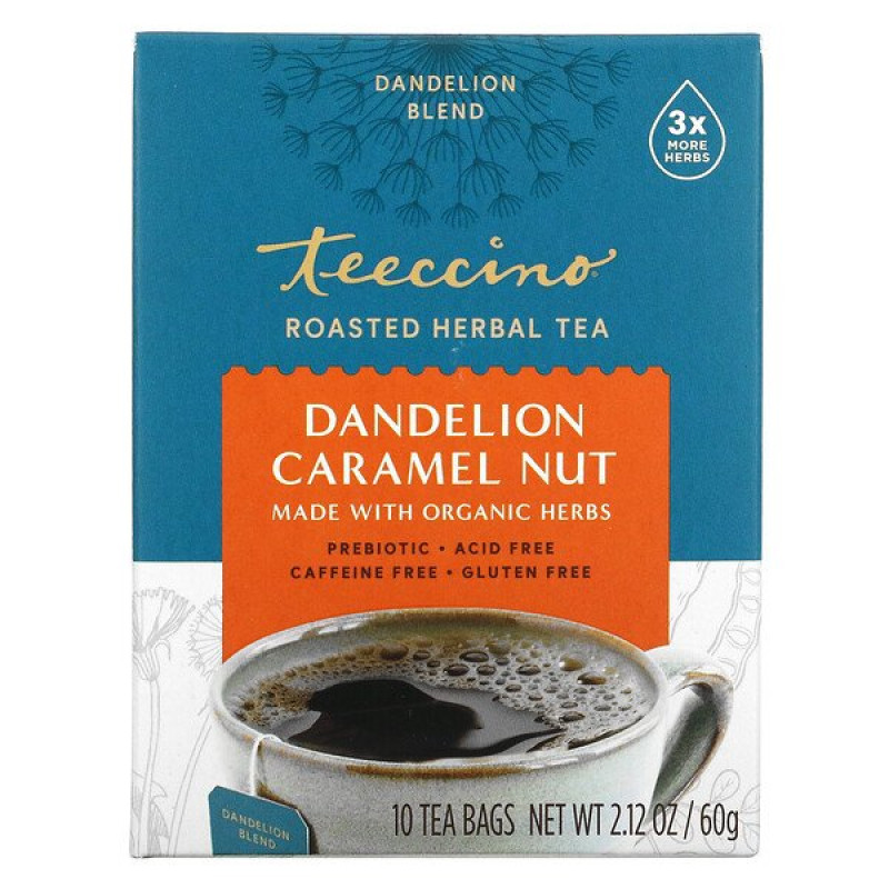 Dandelion Caramel Nut Herbal Coffee Tea Bags (10) by TEECCINO