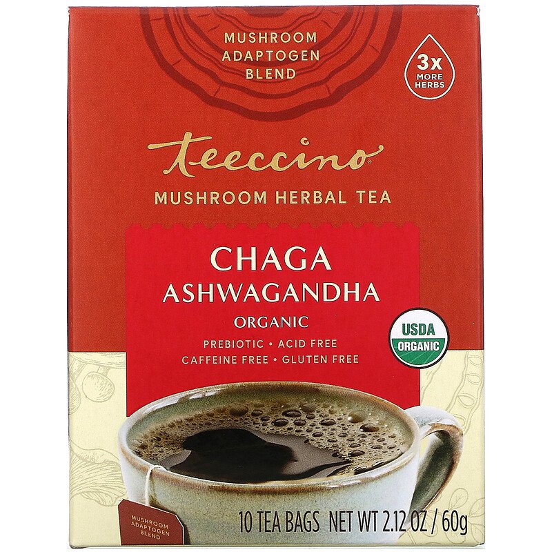 Chaga Ashwagandha Herbal Tea Bags (10) by TEECCINO
