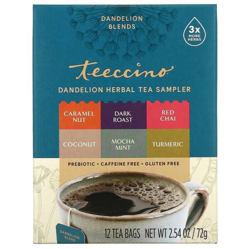 Dandelion Herbal Tea Sampler Tea Bags (12) by TEECCINO