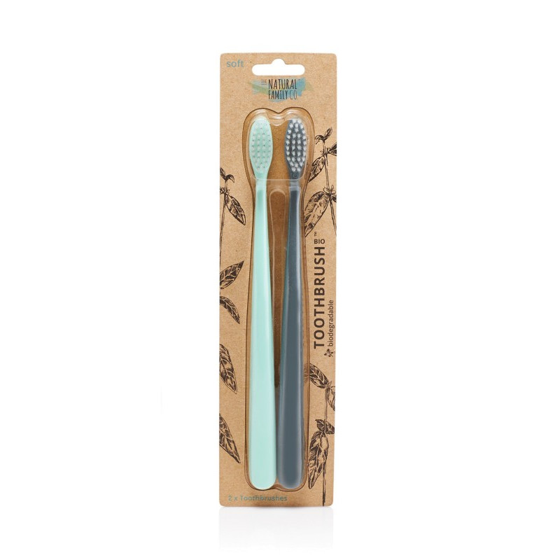 Biodegradable Toothbrush Soft Mint & Monsoon (2 Pack) by THE NATURAL FAMILY CO