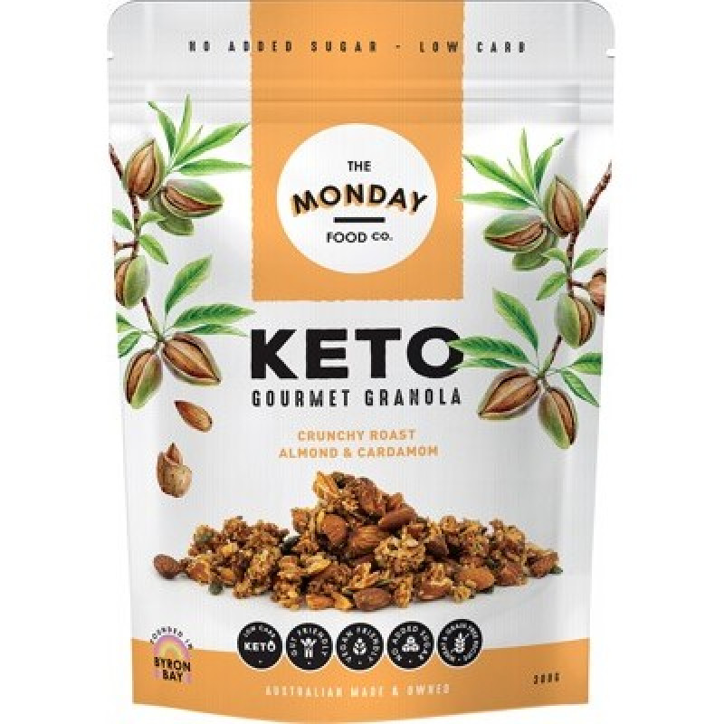 Keto Gourmet Granola - Crunchy Roast Almond & Cardamom 300g by THE MONDAY FOOD CO