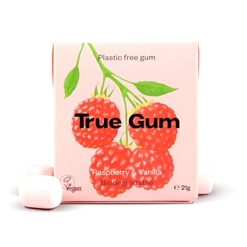 Raspberry & Vanilla Chewing Gum (10 Pieces) by TRUE GUM