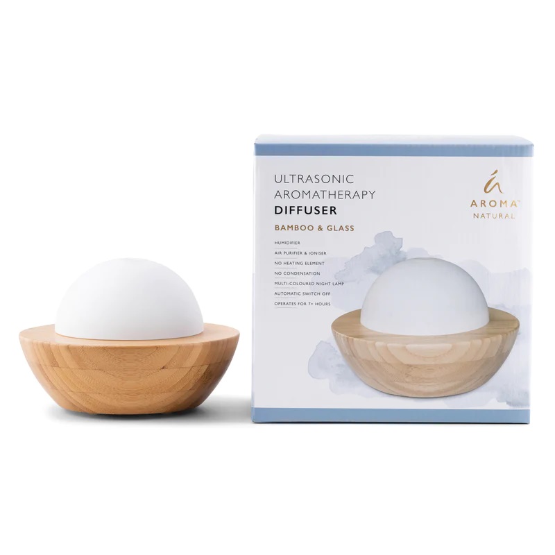 Ultrasonic Aromatherapy Bamboo & Glass Diffuser by TILLEY