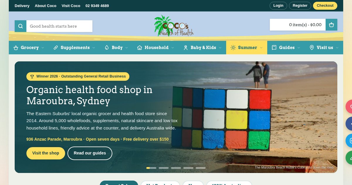 The home page of Coco's Wealth of Health's new website