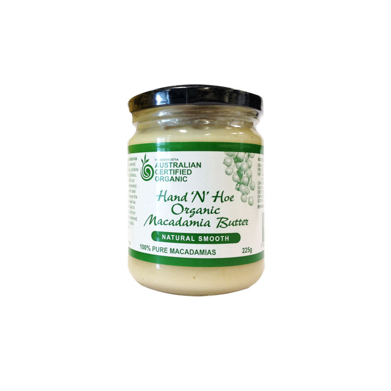 Organic Macadamia Butter - Natural Smooth 225g by HAND 'N' HOE