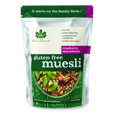 Gluten Free Macadamia Cranberry Muesli 350g by BROOKFARM