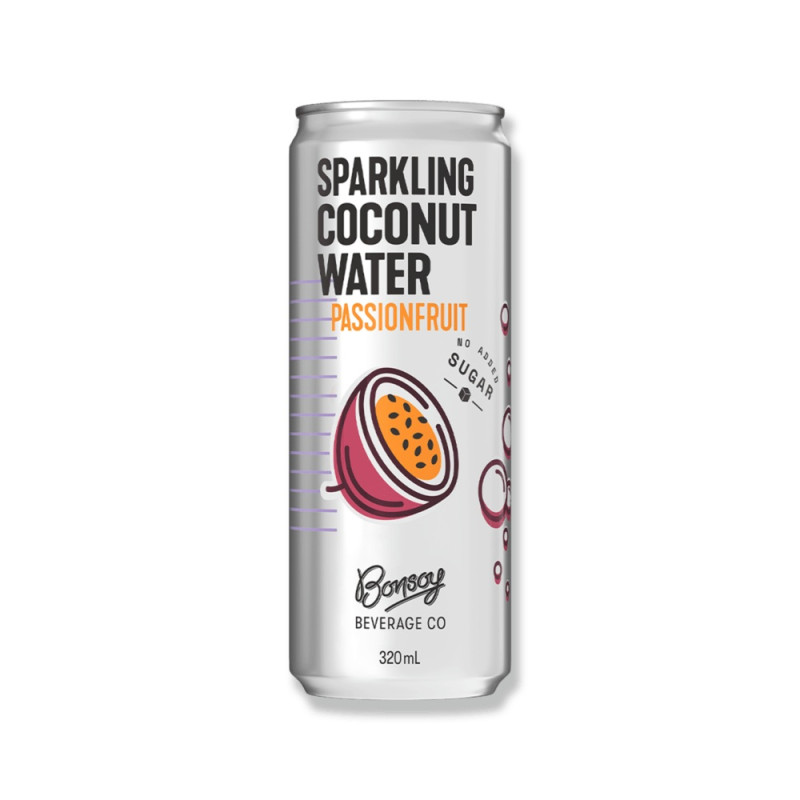 Sparkling Coconut Water Passionfruit 320ml by BONSOY Sparkling Coconut Water Passionfruit 320ml by BONSOY