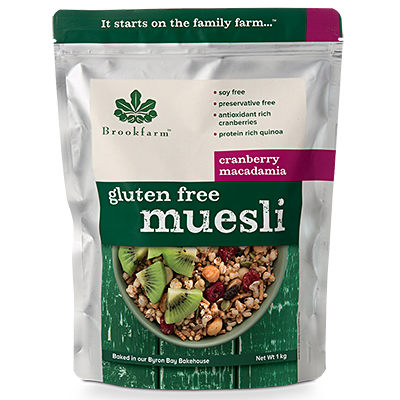Gluten Free Macadamia Cranberry Muesli 950g by BROOKFARM