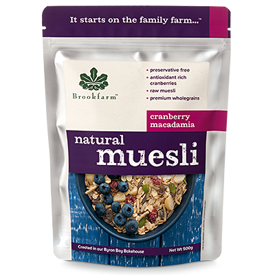 Natural Macadamia Cranberry Muesli 500g by BROOKFARM