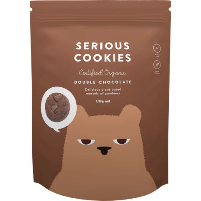 Organic Double Chocolate Cookies 170g by SERIOUS FOOD