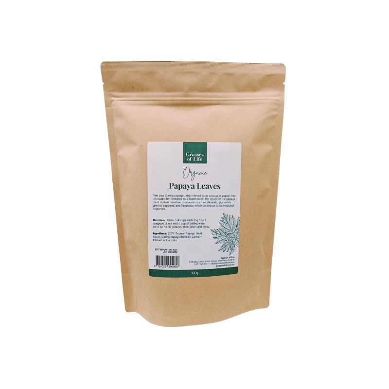 Organic Papaya Leaves 100g by GRASSES OF LIFE