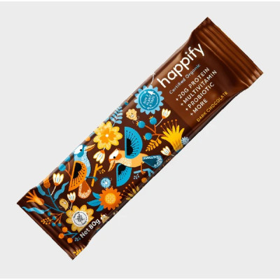 Dark Chocolate Coated Protein Bar 80g by HAPPIFY EARTH