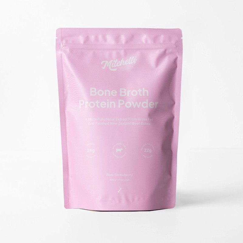 Bone Broth Protein Powder Strawberry 500g by MITCHELLS