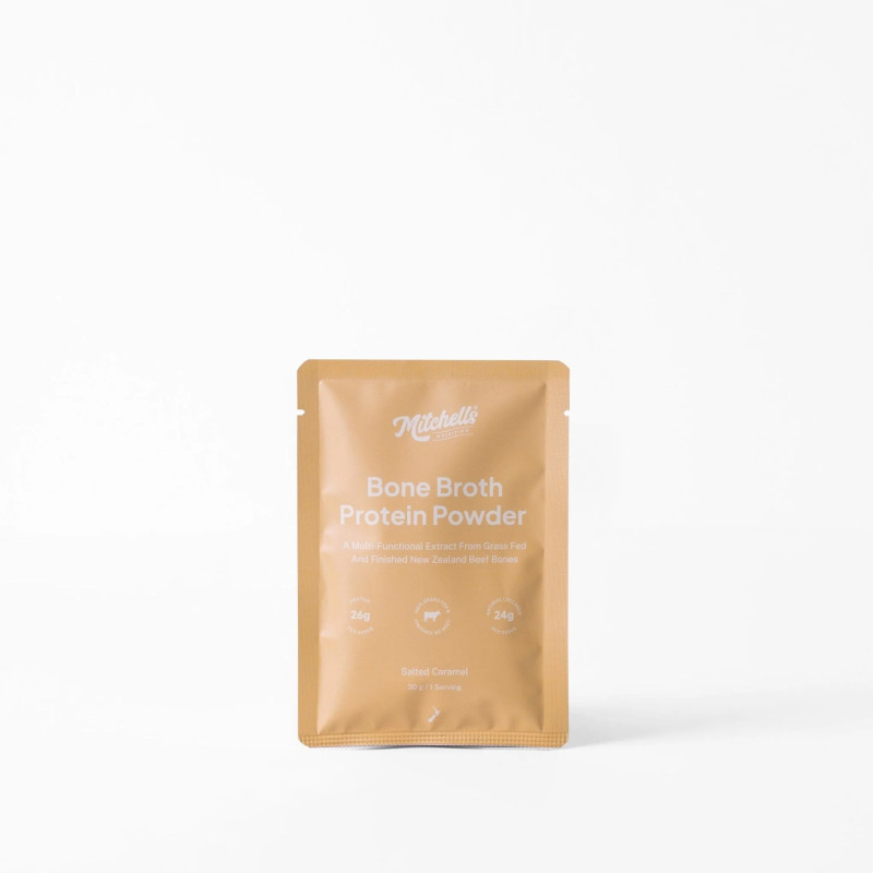 Bone Broth Protein Powder Salted Caramel 30g by MITCHELLS