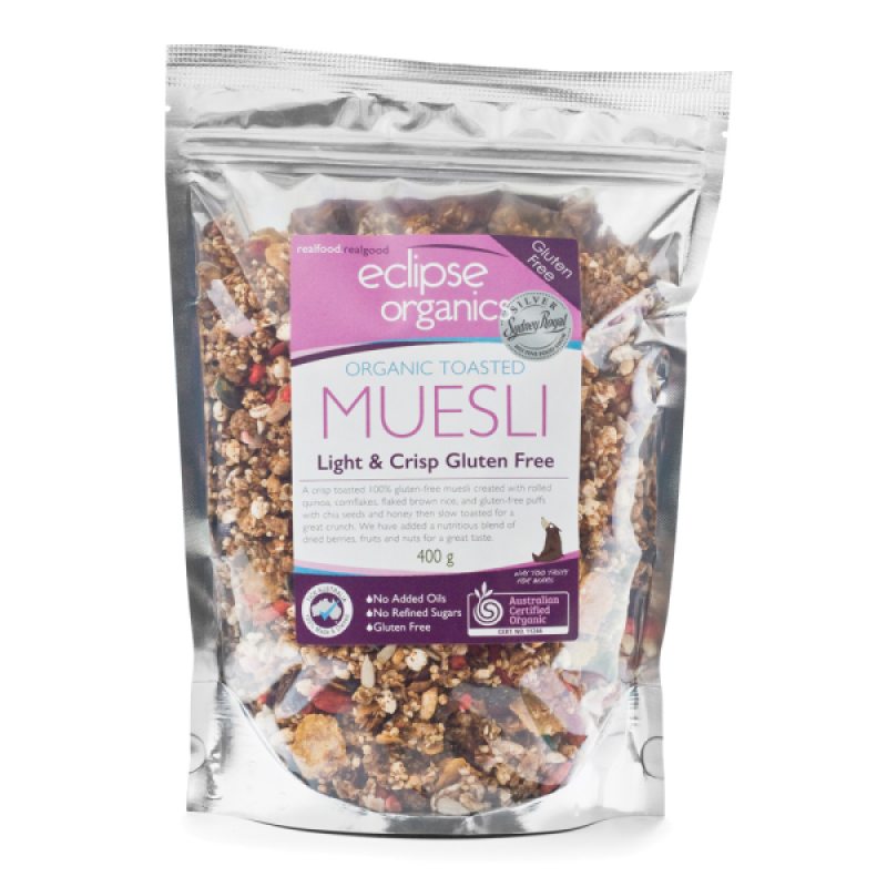 Organic Toasted Muesli - Light & Crisp Gluten Free 360g by ECLIPSE ORGANICS
