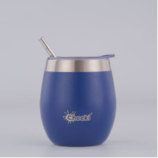Insulated Wine Tumbler With Straw Sapphire Blue 220ml by CHEEKI