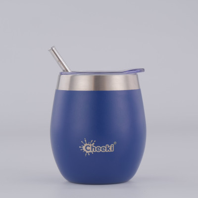 Insulated Wine Tumbler With Straw Sapphire Blue 220ml by CHEEKI