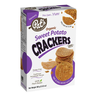 Organic Crackers - Sweet Potato 100g by PAT'S ORGANIC SNACKS