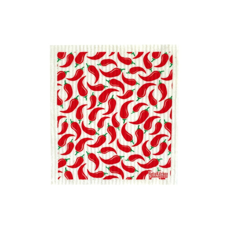 100% Compostable Dishcloth - Chillies by RETRO KITCHEN
