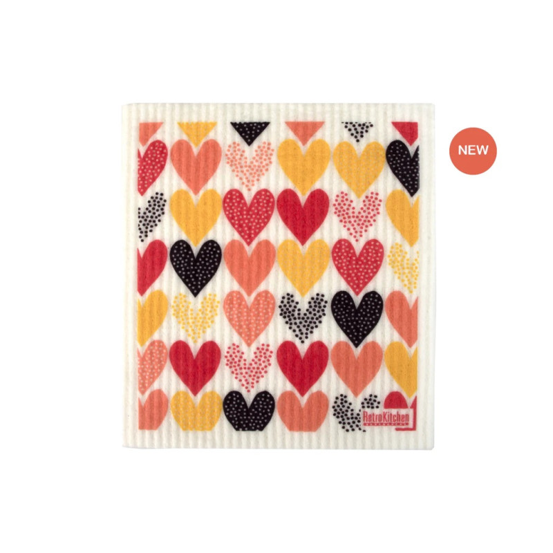 100% Compostable Dishcloth - Hearts by RETRO KITCHEN