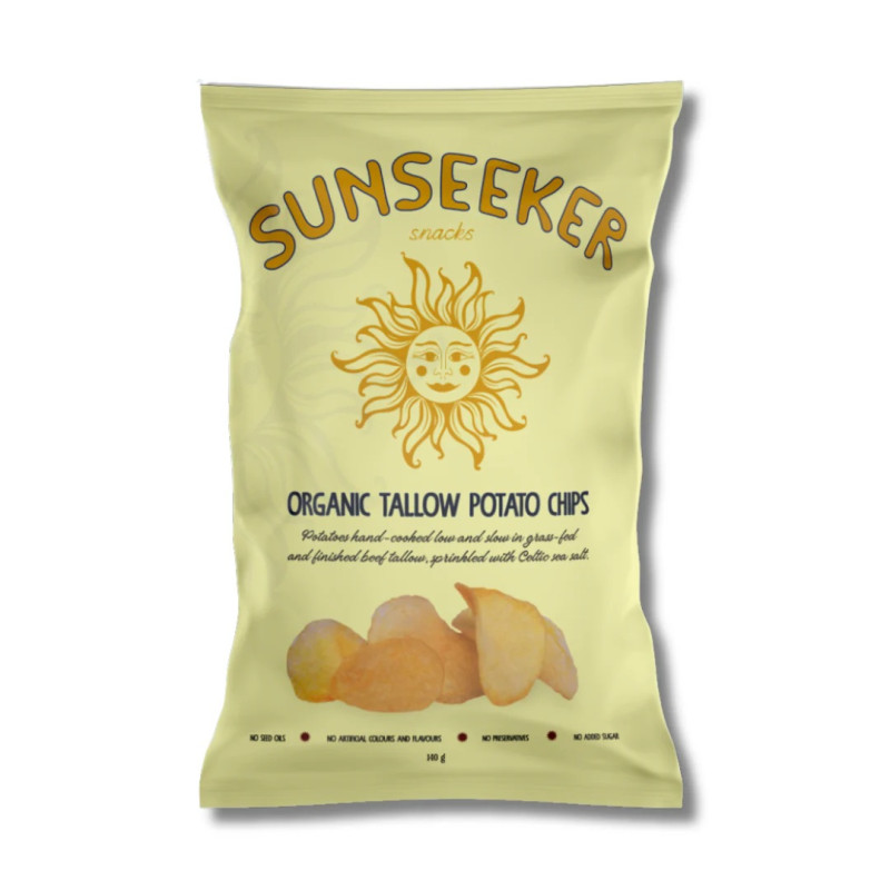 Organic Grass-Fed Beef Tallow Potato Chips 140g by SUNSEEKER SNACKS