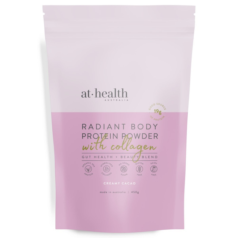 Radiant Body Protein Powder with Collagen - Creamy Cacao 900g by AT HEALTH