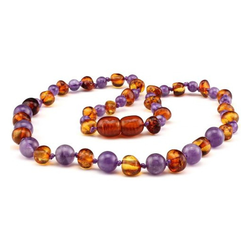 Baby Necklace - Amethyst & Honey Amber by BALTIC BABIES Baby Necklace - Amethyst & Honey Amber by BALTIC BABIES