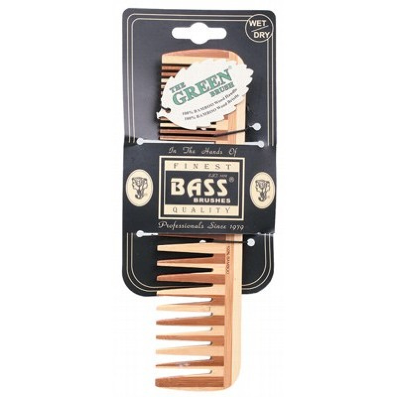 Bamboo Wood Comb Large Wide & Fine Tooth by BASS BRUSHES