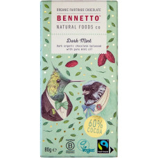 Mint & Cocoa Nibs Organic Fairtrade Chocolate 80g by BENNETTO