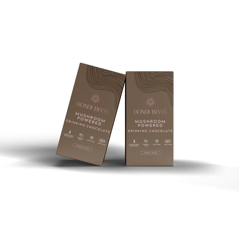 Mushroom Powered Premium Drinking Chocolate Sachets 10 x 35g by BONDI BLYSS Mushroom Powered Premium Drinking Chocolate Sachets 10 x 35g by BONDI BLYSS
