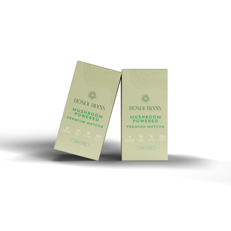 Mushroom Powered Premium Matcha Sachets 10 x 35g by BONDI BLYSS Mushroom Powered Premium Matcha Sachets 10 x 35g by BONDI BLYSS