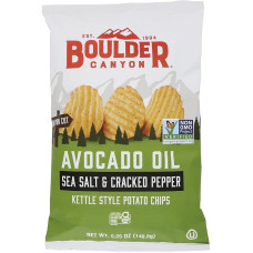 Avocado Oil Canyon Cut Potato Chips Sea Salt & Cracker Pepper 148.8g by BOULDER CANYON