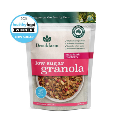 Macadamia Raspberry Low Sugar Granola 400g by BROOKFARM