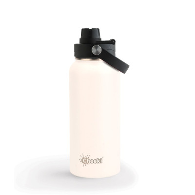 Adventure Stainless Steel Insulated Bottle White 1L by CHEEKI