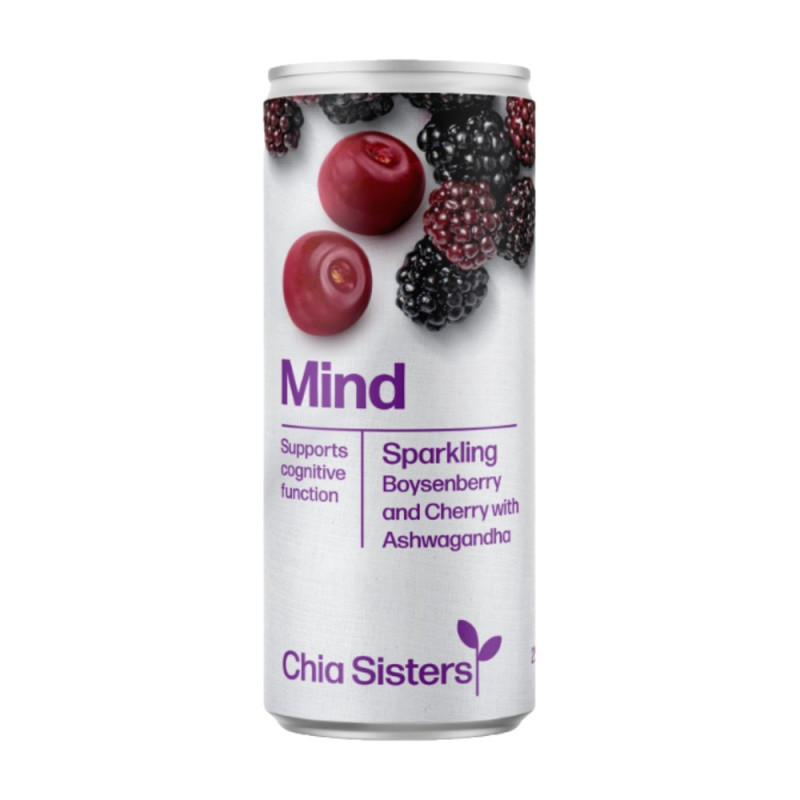 MIND Sparkling Boysenberry, Cherry & Ashwagandha 250ml by CHIA SISTERS MIND Sparkling Boysenberry, Cherry & Ashwagandha 250ml by CHIA SISTERS