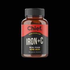 Organic Grass-Fed & Finished Iron + C Capsules (120) by CHIEF NUTRITION