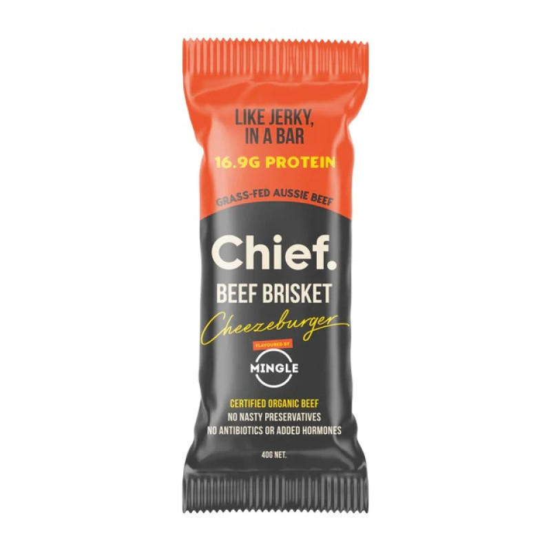 Grass Fed Beef Brisket Bar Cheezeburger 40g by CHIEF NUTRITION