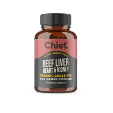 Organic Grass-Fed & Finished Beef Liver, Heart & Kidney Capsules (120) by CHIEF NUTRITION