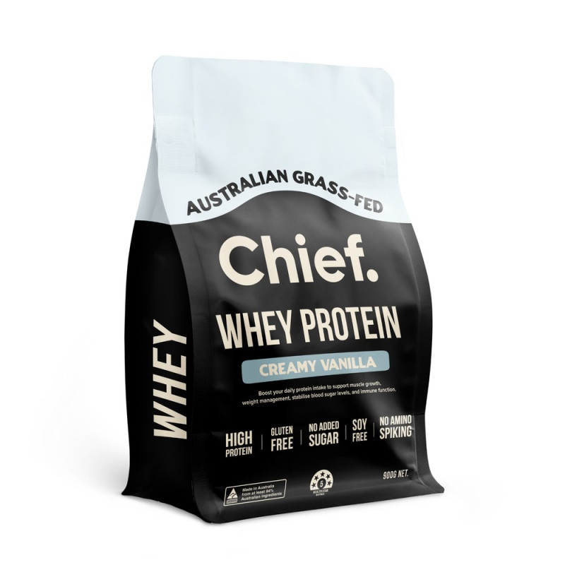 Grass Fed Whey Protein Concentrate - Creamy Vanilla 900g by CHIEF NUTRITION Grass Fed Whey Protein Concentrate - Creamy Vanilla 900g by CHIEF NUTRITION