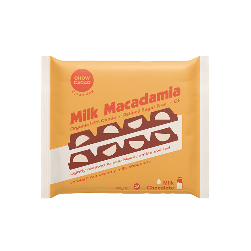 Milk Chocolate Block - Milk Macadamia 60g by CHOW CACAO Milk Chocolate Block - Milk Macadamia 60g by CHOW CACAO