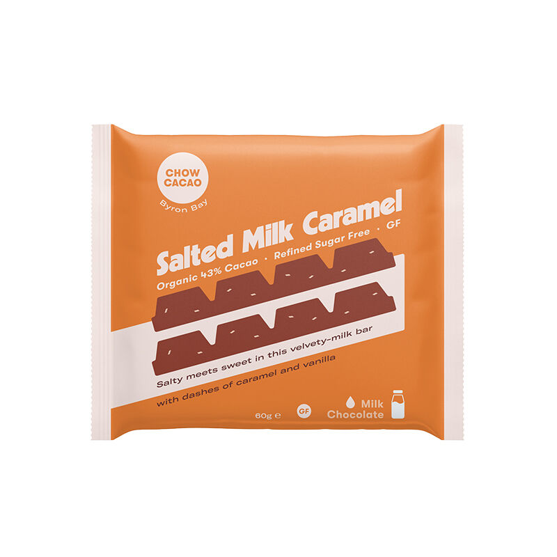 Milk Chocolate Block - Salted Milk Caramel 60g by CHOW CACAO Milk Chocolate Block - Salted Milk Caramel 60g by CHOW CACAO