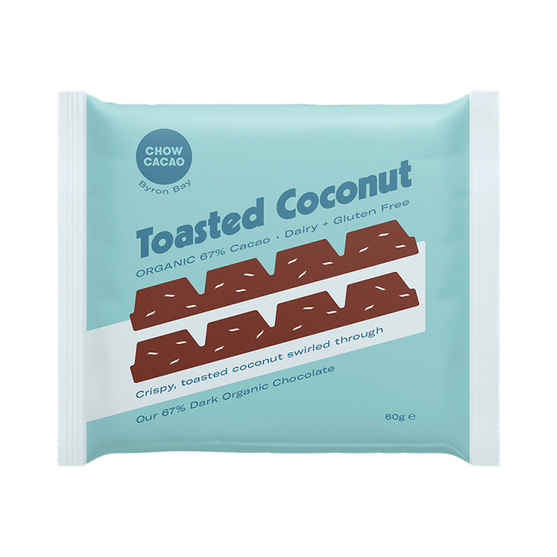 Toasted Coconut Dark Chocolate Block 60g by CHOW CACAO Toasted Coconut Dark Chocolate Block 60g by CHOW CACAO