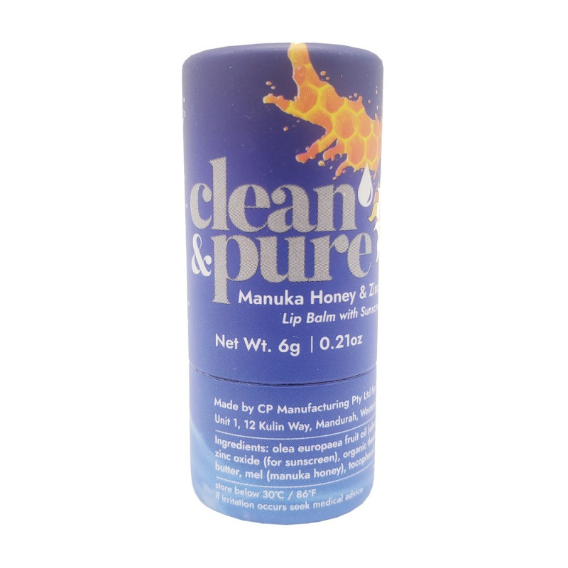 100% Natural Lip Balm - Manuka Honey & Zinc SPF15 6g by CLEAN & PURE 100% Natural Lip Balm - Manuka Honey & Zinc SPF15 6g by CLEAN & PURE