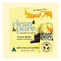 100% Natural Lip Balm - Cocoa Butter 6g by CLEAN & PURE