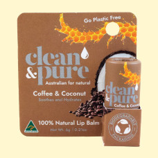 100% Natural Lip Balm - Coffee & Coconut 6g by CLEAN & PURE