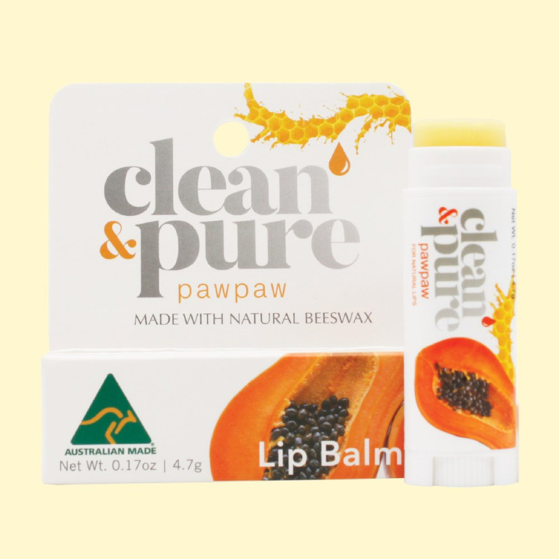 100% Natural Lip Balm - Pawpaw 6g by CLEAN & PURE 100% Natural Lip Balm - Pawpaw 6g by CLEAN & PURE