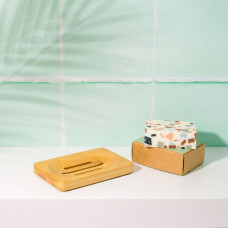 Recatangle Bamboo Bar Drainer Dish by COOKI HAIRCARE